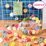 100 Pieces Faux Flower Heads For Crafts Artificial Silk Plum Blossom Heads For Home Room Wedding Party Marriage Car Shoes Hats, 1.8 Inch (Mixed Colors)