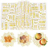 150Pcs Merry Christmas Wax Paper Gold Letters Dry Waxed Deli Sheets Waterproof Oil Proof Picnic Liners Xmas Wrap Tissue For Sandwich Fast Food Party Kitchen Supply, 8.3 X 9.8 Inch