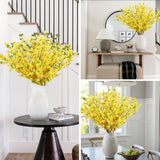 10Pcs 34.65'' Artificial Forsythia Branches Yellow Flowers Fake Forsythia Blossom Long Stems Fake Winter Jasmine Cemetery Flowers For Home Table Wedding Graveyard Indoor Outdoor Decor