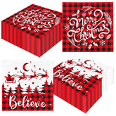 Christmas Napkins, 40Pcs Red And White Christmas Paper Napkins Disposable Snowman Christmas Cocktail Napkins White Merry Christmas Napkins For Xmas Winter Holiday Dinner Party Supplies