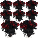 60 Pcs Burgundy Flowers Wine Red Dahlias Artificial Flowers With Stems Faux Silk Dahlia Bouquet Long Stem For Wedding Halloween Bridal Bouquet Harvest Table Centerpieces Home Decor