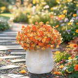 12 Bundles Uv Resistant Artificial Fall Flowers Fake Mums Realistic Silk Daisy Plastic Faux Autumn Plants For Outdoor Garden Courtyard Patio Decor (Orange)