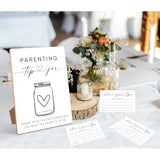 Parenting Tips Baby Shower Games, Baby Shower Decorations, Baby Shower Signs, Gender Reveal Decorations, 1 Wooden Play Sign With Stand And 50 Tips Cards Set