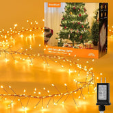10FT 388 LED Flowing Fairy Lights Plug In Warm White Cluster Firecracker String Lights with 14 Modes Waterproof Christmas Tree Bedroom Garland Decor
