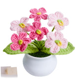 Crochet Flowers Pink Handmade Knitted Potted Flower For Mom, Valentines Gifts For Women Teacher Coworkers Friend Galentines Day Gift, Cute Desk Home Room Office Plants Accessories Decor