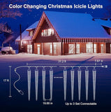 32.8FT Smart Color Changing Icicle Lights 100 LED 20 Tube Waterproof Connectable Outdoor Christmas Lights
