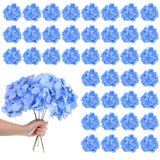 40 Pcs Blue Hydrangea Artificial Flowers Bulk, Silk Hydrangea Heads With Stems, Faux Hydrangeas Flowers Heads, Light Blue Artificial Flowerss Headss For Wedding Centerpieces, Party Decoration