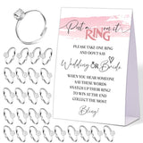Pink Swash Don'T Say Bride Or Wedding Game, Put A Ring On It Bridal Shower Game With 50 Fake Rings, Modern Bridal Shower Decorations, Wedding Shower Or Bachelorette Party Supplies - 09
