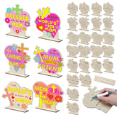 24 Sets Mother'S Day Crafts Bulk Diy Coloring Mother'S Day Table Wood Signs Religious Blessed Mom Gifts Home Party Dinner Table Decoration