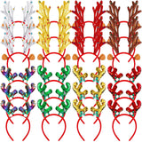 24 Pcs Christmas Reindeer Headbands,Antler Costume Headwears Bulk Shiny Head Topper With Sequin For Christmas Party Favors,8 Styles (Chic)
