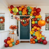 Thanksgiving Fall Balloon Garland Kit Red Orange Yellow Green Maple Leaf Pumpkin Decor