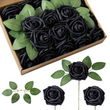 Fake Roses Artificial Flowers Real Look 25 Pcs Foam Fake Roses With Stems For Diy Wedding Bouquets, Centerpieces, Bridal Showers, Parties, And Home Decor