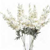 8Pcs Delphinium Artificial Flowers Larkspur Bulk Silk Flowers 33.5 In Long Stem Fake Flowers For Home Garden Wedding Floral Arrangements Decor (8, White)