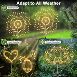 2 Pack Solar Starburst Firework Lights 120 LED Warm White Waterproof Garden Yard Decor