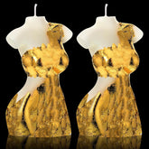 2 Pcs Female Shaped Soy Wax Scented Candle Woman Bust Candle Handmade Scented Decorative With Gold Foil For Christmas Party Gifts Bedroom Bathroom Wedding Decor(Aesthetic,White)