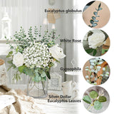 52 Pcs 4 Kinds Mixed Artificial Eucalyptus Stems,Baby Breath Artificial Flowers Bulk With Greenery Stems,Fake Flowers For Diy Bouquets Wedding Home Floral Greenery Decor
