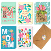 20 Pcs Happy Mother'S Day Greeting Cards Modern Floral Blank Note Cards With Kraft Envelopes Mother'S Day Present Gift Box Assorted Cards For Holiday Party Celebration Flowers Cards-4X6