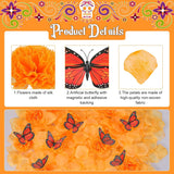 562 Pcs Dia De Los Muertos Decor 50 Marigold Flowers Heads 12 Artificial Butterfly Decorations And 500 Orange Artificial Flower Petals Halloween Day Of The Dead Decor Set For Home Fall Party