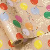 Birthday Wrapping Paper Roll, Jumbo Roll, Colorful Balloons Gift Wrap Paper, Gold Foil Happy Birthday Kraft Wrap Paper Perfect For Boys Girls Party Celebrations, 30 Inches X 16.4 Feet