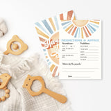 Sunshine Fill In Baby Shower Game Cards - Here Comes The Son - Baby Prediction & Advice Game For Boys - Baby Announcement Gender Reveal Baby Shower Party Activities For New Parents To Be - A01