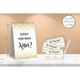 Gold Polka Dot Confetti Design How Many Kisses Bridal Shower Game,Bridal Shower Decorations,Popular Bridal Shower Games,Engagement Party Game,Set Including 1 Sign And 50 Guessing Cards-07