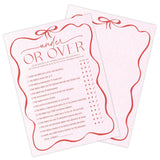 5" X 7" Pink Bow Bridal Shower Game Cards - Under Or Over - 30Pcs Double-Sided Fill-In Wedding Game Cards, Engagement & Wedding Party, Activities & Decor- A04