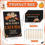72 Pcs Halloween Games Halloween Baby Shower Game Included 1 Wooden Candy Guessing Game Sign 50 Guess How Many Cards 20 Hb Pencils And 1 Mini Cauldron Jar For Baby Shower Party