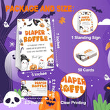 Halloween Baby Shower Games, Spooky Diaper Raffle Tickets For Pumpkin Gender Reveal Party Supplies Decorations, 1 Standing Sign + 50 Ticket - A04