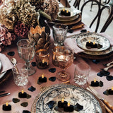 500Pcs Black Artificial Rose Petals With 24Pcs Black Battery Operated Flickering Flameless Tea Lights Candles (Black Tea Lights With Black Rose Petals)