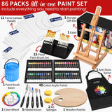 86-Piece Acrylic Painting Kit With Tabletop Easel, 48 Colors Acrylic Paint Set, Paint Brush Set & Case, Brush Basin & Art Apron, Complete Art Supplies Painting Set For Adults, Artists, Beginners