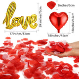Valentines Day Red Wedding Decorations Artificial Petals Heart Shaped Love Foil Balloons Silk Rose Petals Romantic Design For Wedding Engagement Anniversary Confetti Centerpieces Cake Table Decoration