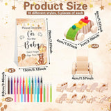 75 Pcs Baby Shower Wood Diy Car Set Includes 50 Unfinished Wooden Car Block To Paint 24 Makers 1 Game Sign For Decorate Gift Block Game 10 Style(Brown Bear)
