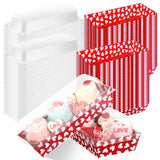 50 Pcs Valentine'S Day Charcuterie Boxes With Clear Lids, Heart Cookie Boxes With Window, Disposable Food Containers Candy Treat Gift Tins For Sandwich, Cookie, Sushi, Cake Slice