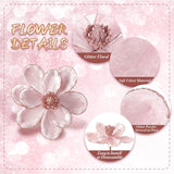 20 Pcs Christmas Velvet Poinsettia Flowers Ornaments 6.3Inch Glitter Artificial Magnolia Flower Christmas Tree Ornament With Stem For Xmas Tree Decorations Wedding Decor Supplies(Pink)
