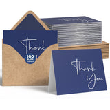 Thank You Cards With Envelopes Bulk Set & Stickers - 100 Pack 4X6 Blank Thank You Notes Bulk Box Set - Large Note Card Small Business, Wedding, Baby Shower & Bridal Shower - Navy Blue