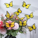 24 Pieces Yellow Monarch Butterfly Decorations Halloween Butterfly Wall Decor 4.7 Inch Artificial 3D Fake Butterflies Stickers For Crafts Halloween Floral Flower Arrangements Supplies