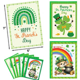 Treasure Cove St Patricks Day Cards Green Cartoon Animal Greeting Card with Envelopes and Stickers for Irish Holiday Supplies Party Favors 12Pcs
