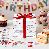 Birthday Wrapping Paper Roll, “Happy Birthday To My Favorite Person” Design With Red Hearts, Cute Minimalist Gift Wrap For Adults, Friends & Loved Ones, Mini Roll 17 In × 16.4 Ft