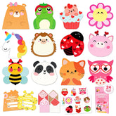 24 Pack Post Card-Style 4X5In Valentines Day Cards For Kids School With Envelopes & Temporary Tattoos, 10 Adorable Designs For Boys & Girls, Friends, With Printed Message - Gift, Mailing