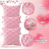 Valentine’S Day Heart Pillow Covers 18X18 Set Of 2 – Soft Plush Faux Fur Jacquard Throw Pillow Cases, Love Heart Cushion Covers For Sofa Couch Bedroom Holiday Home Decor