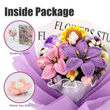 Crochet Flowers, Crochet Flower Bouquet With 14 Crochet Flowers Of Sunflower, Roses, Purple Lily Bouquet,Gifts For Birthday,Graduation,Thanksgiving,Get Well,Valentine'S Day(Include Card)
