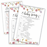 Baby Shower Party Games- Floral Watercolor Flower-Name That Baby Song Game For Guest-30 Game Card & 1 Answer Card-Wishes For Baby-Baby Announcement Gender Reveal Game Card 11