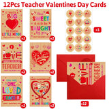 Treasure Cove Valentines Day Cards for Teachers Kraft Happy Valentine's Day Cards with Envelopes for Teachers Appreciation Gift 12Pcs