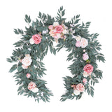 Spring Artificial Flower 7Ft Garland, Wedding Arch Backdrop Floral Arrangement For Sweetheart Head Table Reception Decor Runner (Dusty Pink)