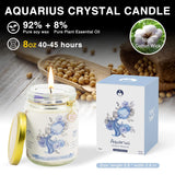 Aquarius Zodiac Crystal Candle Gift For Women - Astrology Birthday Natural Soy Violets Scented Candle With Flowers And Lazurite Healing Crystals For Mom, Sister, Friends