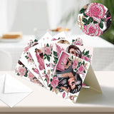 6 Pack 5D Diamond Painting Greeting Cards, Elegant Woman With Floral Design Diy Diamond Art Cards With Envelopes, Handmade Rhinestone Birthday Wedding Thank You Cards For Adults