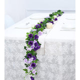 2 Pack Artificial Flower Garlands 15.8Ft Fake Rose Vines Silk Flowers Hanging Rose Ivy For Wedding Arch Party Home Garden Wall Decor (Purple)