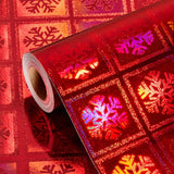 Christmas Wrapping Paper, Holographic Red Snowflake Design Gift Wrapping Paper Suitable For Christmas, Mini Roll (17 Inch X 32.8 Feet)