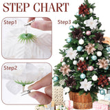 24 Pcs Brown Christmas Poinsettia Flower Decorations 5.5" Glitter Poinsettia Artificial Flowers Picks Christmas Tree Ornaments For Diy Xmas Holiday Wreaths Garland Decoration