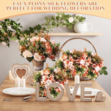 8 Pieces Peonies Artificial Flowers Bouquet Fake Hydrangea Flower Bulk Rose Flowers Centerpieces Arrangement Fall Flowers For Wedding Party Home Women Decoration Mother'S Gift (Orange)